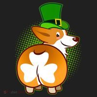 Funny St Patrick's Day Shamrock Corgi Butt Golf Towel thumb 3