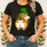 Funny St Patrick's Day Shamrock Corgi Butt Women's T-Shirt thumb 2