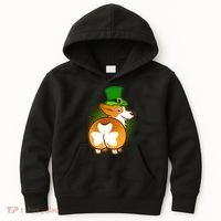Funny St Patrick's Day Shamrock Corgi Butt Kids Hoodie thumb 0