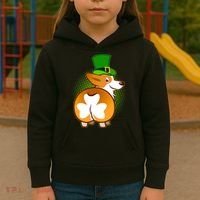 Funny St Patrick's Day Shamrock Corgi Butt Kids Hoodie thumb 3