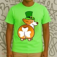 Funny St Patrick's Day Shamrock Corgi Butt T-Shirt thumb 3