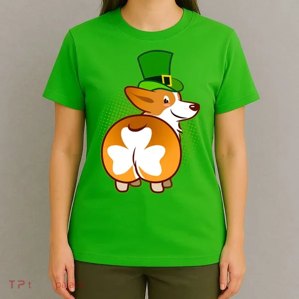 Funny St Patrick's Day Shamrock Corgi Butt T-Shirt