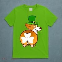 Funny St Patrick's Day Shamrock Corgi Butt T-Shirt thumb 5