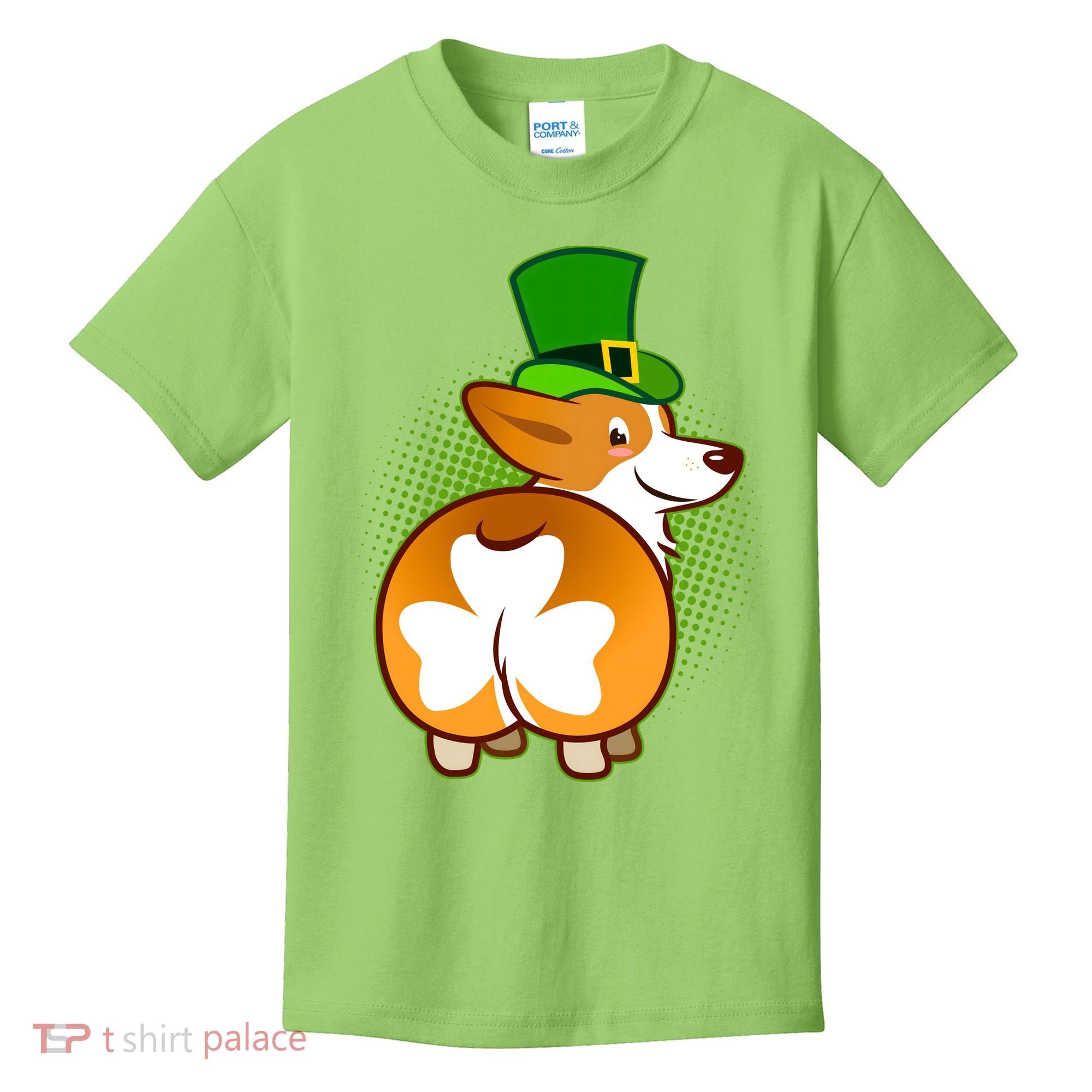 Funny St Patrick's Day Shamrock Corgi Butt Kids T-Shirt