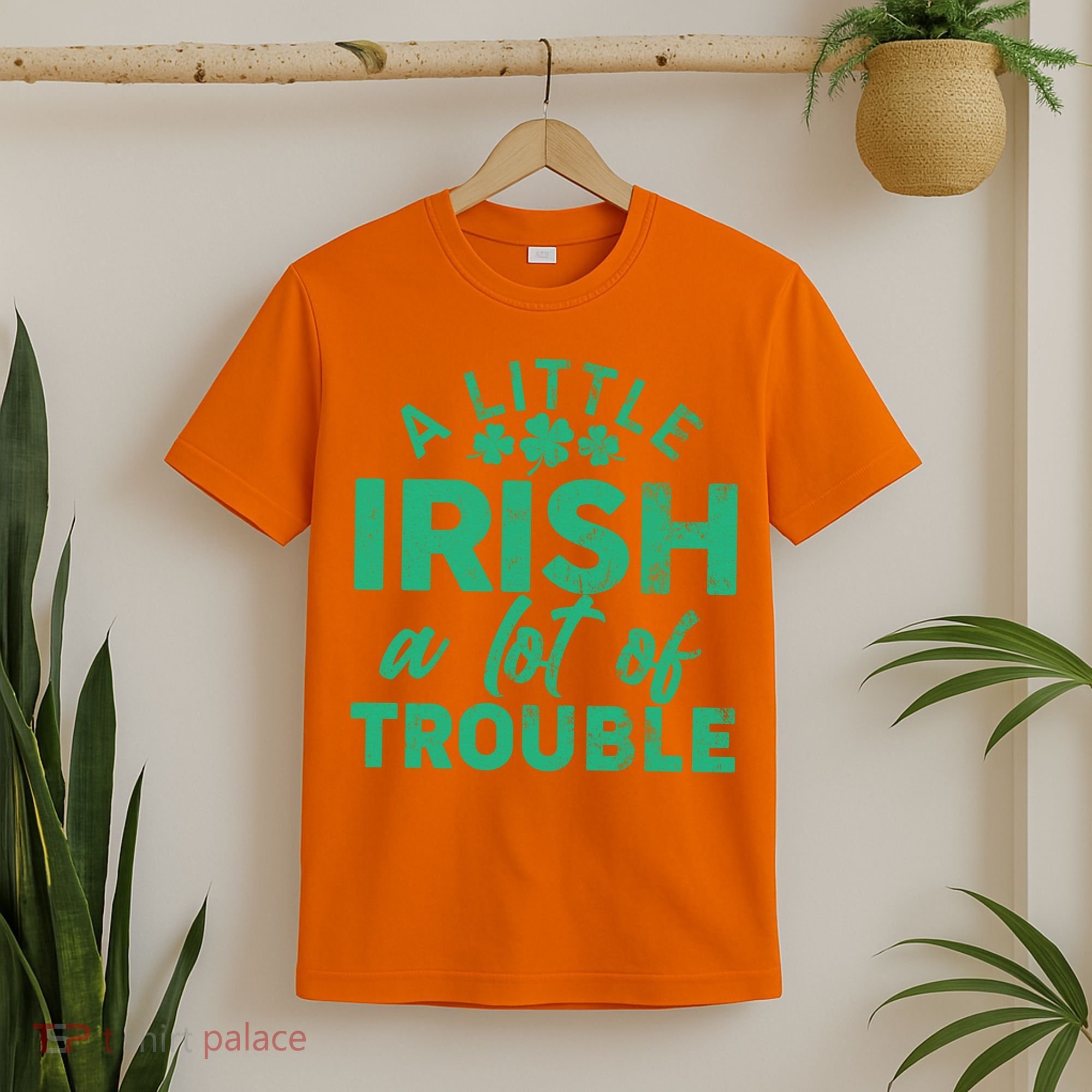 Funny St Patricks Day A Little Irish A Lot Of Trouble T-Shirt