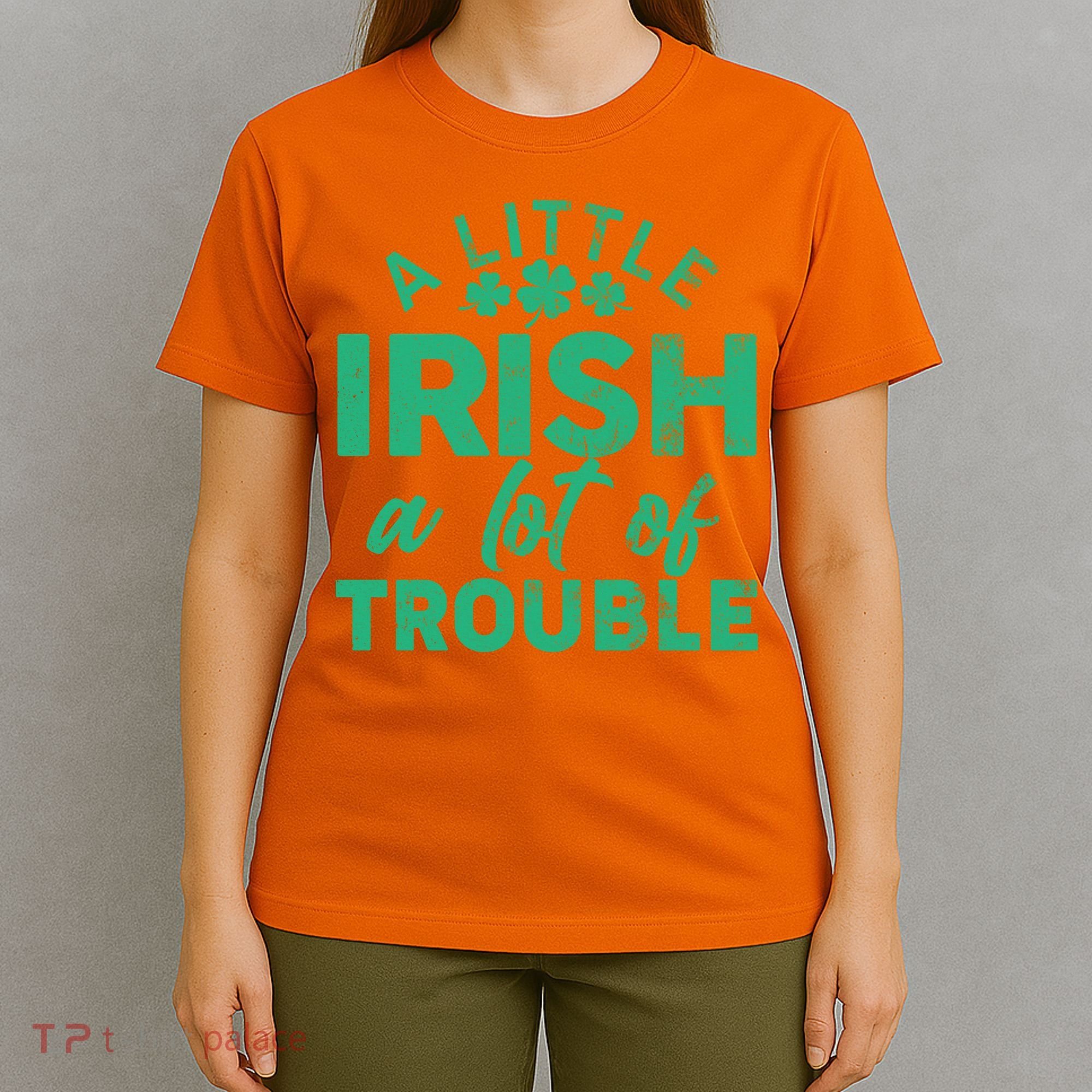 Funny St Patricks Day A Little Irish A Lot Of Trouble T-Shirt