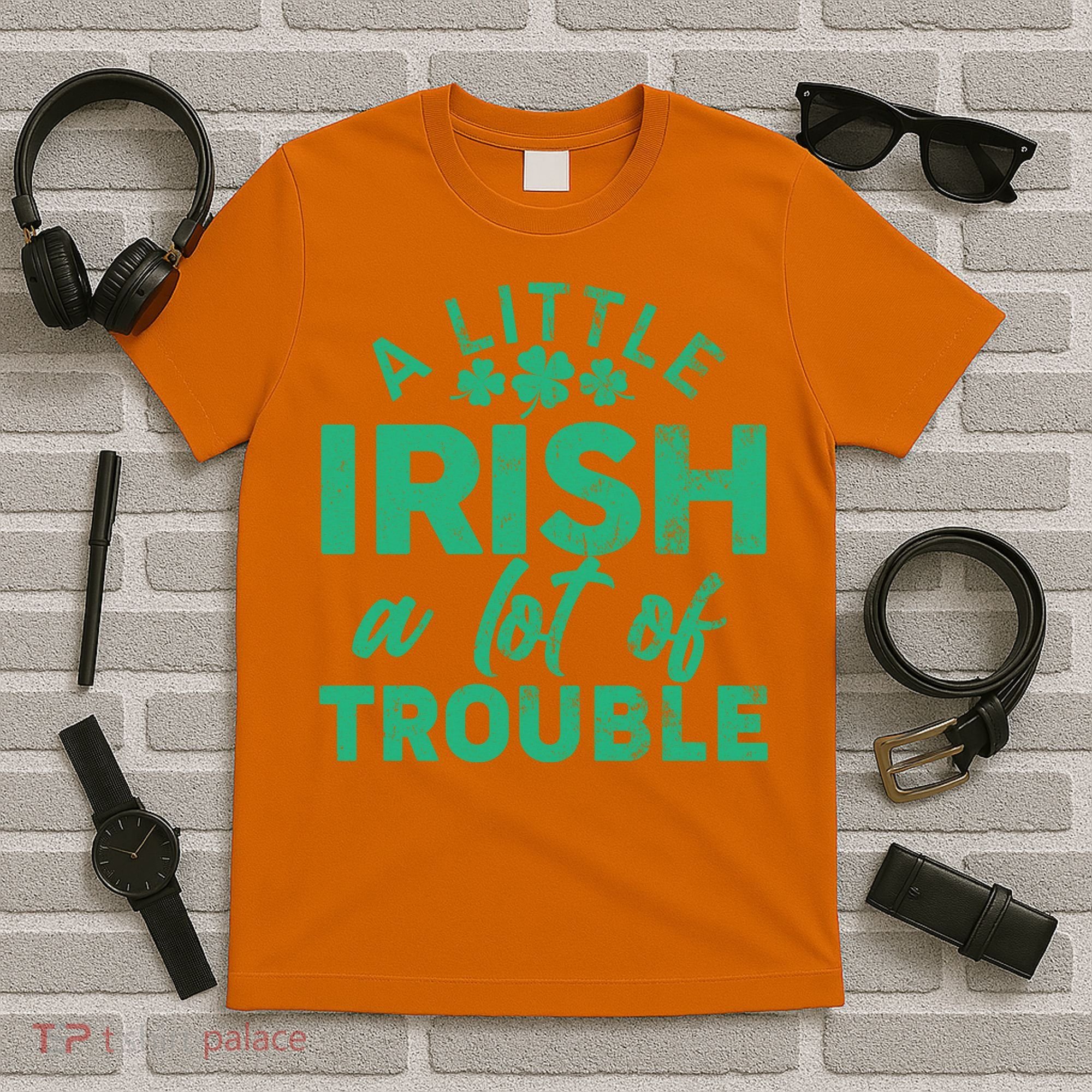 Funny St Patricks Day A Little Irish A Lot Of Trouble T-Shirt