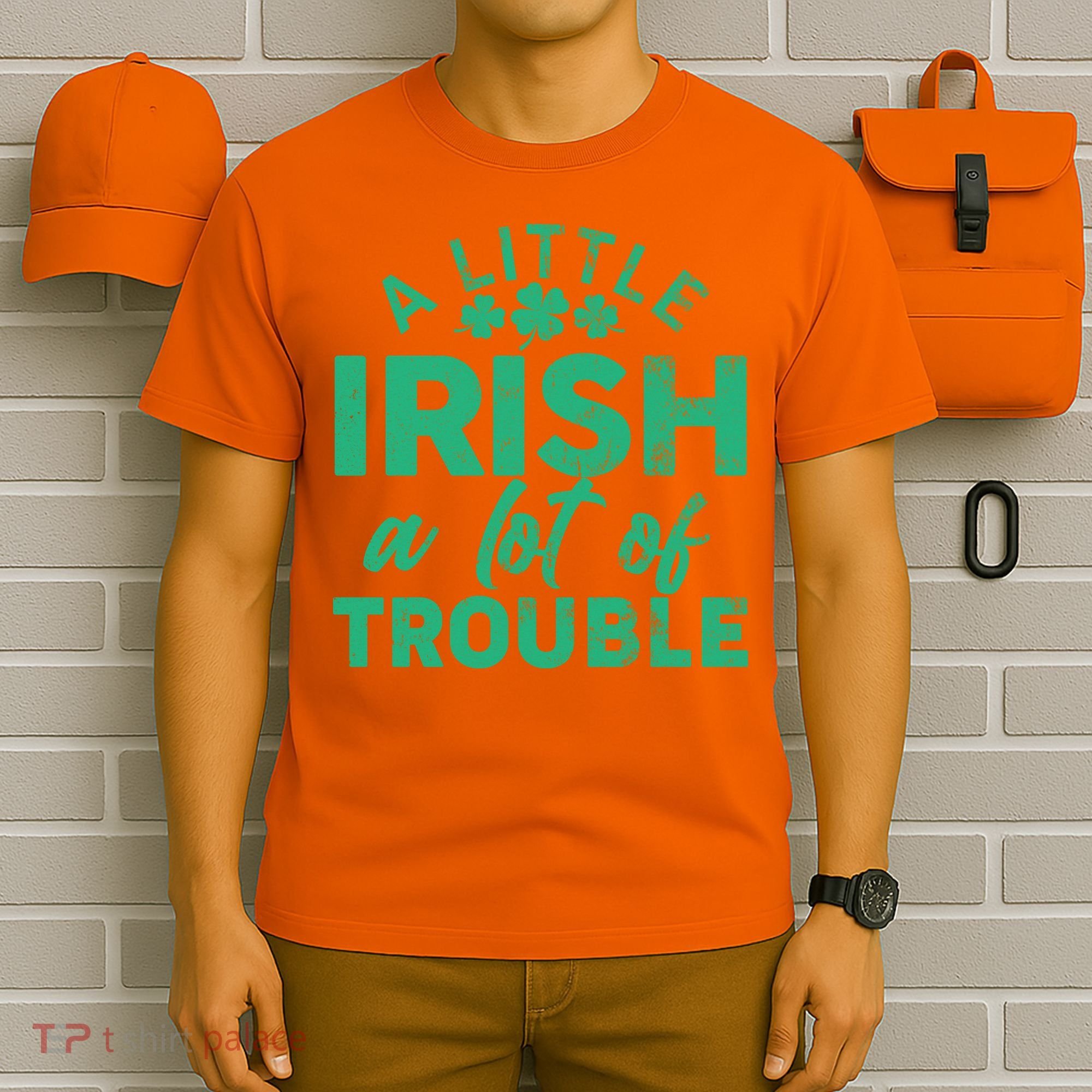Funny St Patricks Day A Little Irish A Lot Of Trouble T-Shirt