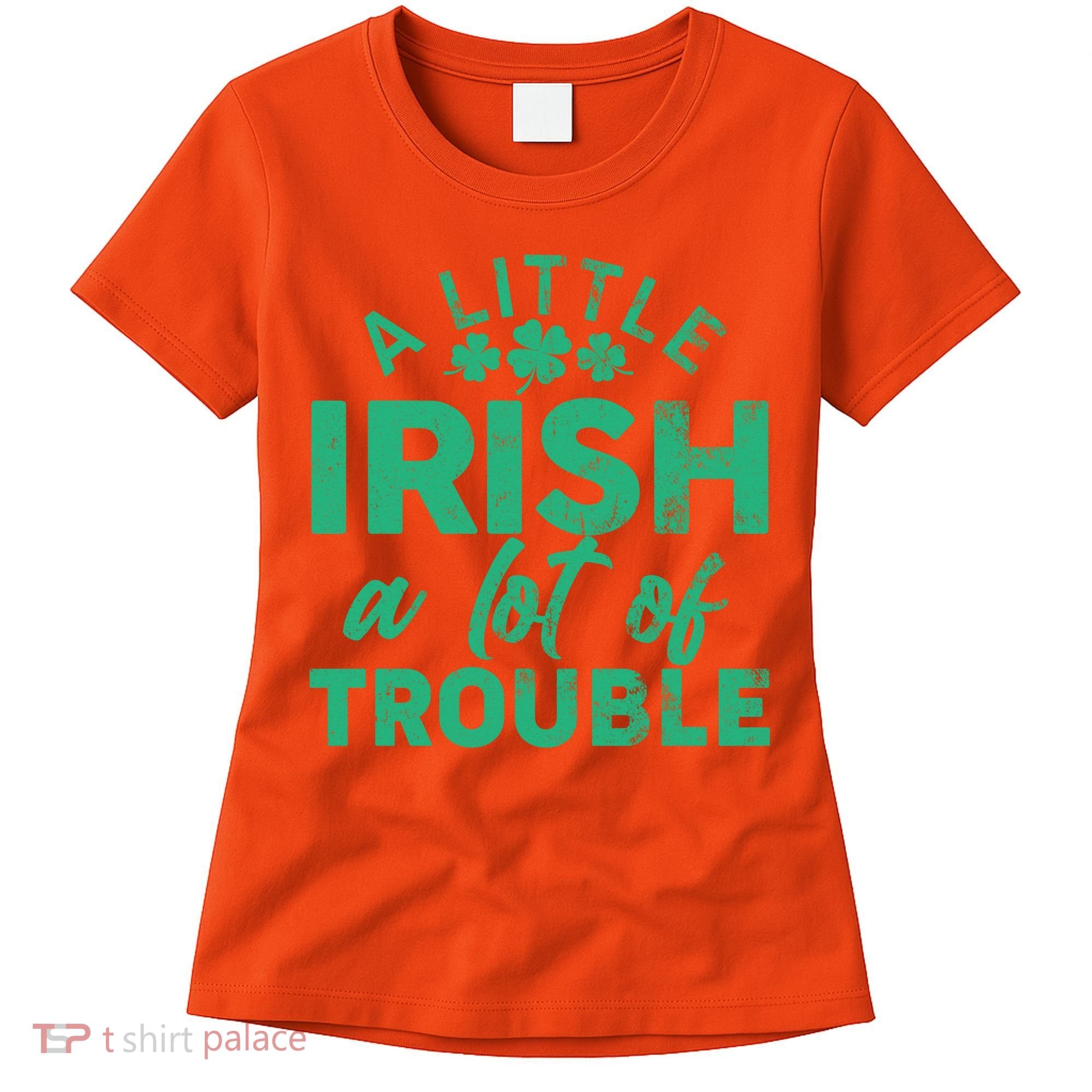 Funny St Patricks Day A Little Irish A Lot Of Trouble Women's T-Shirt