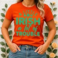 Funny St Patricks Day A Little Irish A Lot Of Trouble Women's T-Shirt thumb 2