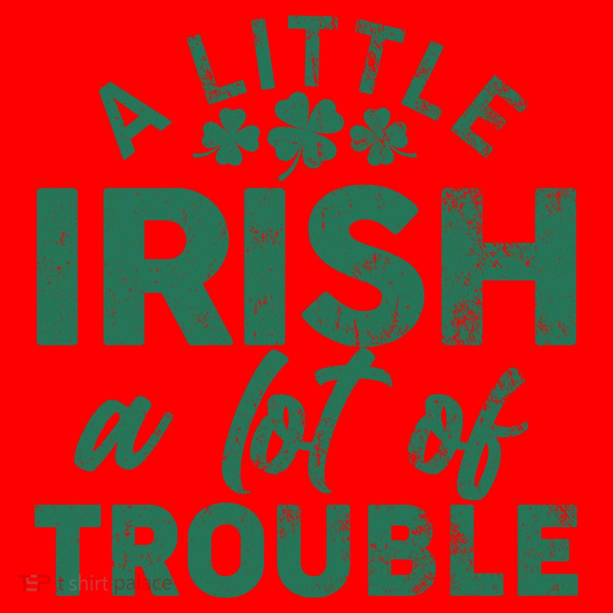 Funny St Patricks Day A Little Irish A Lot Of Trouble Santa Hat
