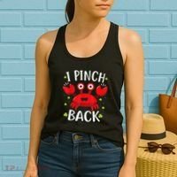 Funny St Patrick’s Day Tee Crab I Pinch Back Women's Tank Top thumb 2