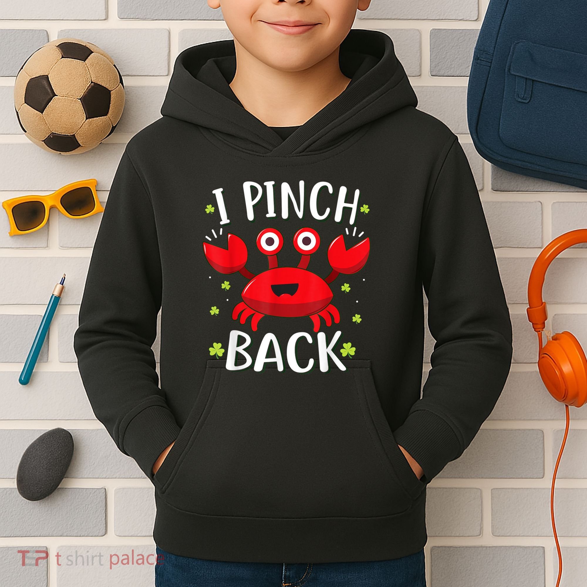 Funny St Patrick’s Day Tee Crab I Pinch Back Kids Hoodie