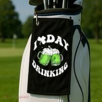 Funny St Patricks Day I Love Day Drinking Love Beers Gift Golf Towel thumb 2