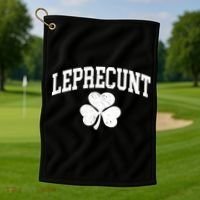 Funny St Patrick's Day Leprecunt Golf Towel thumb 1