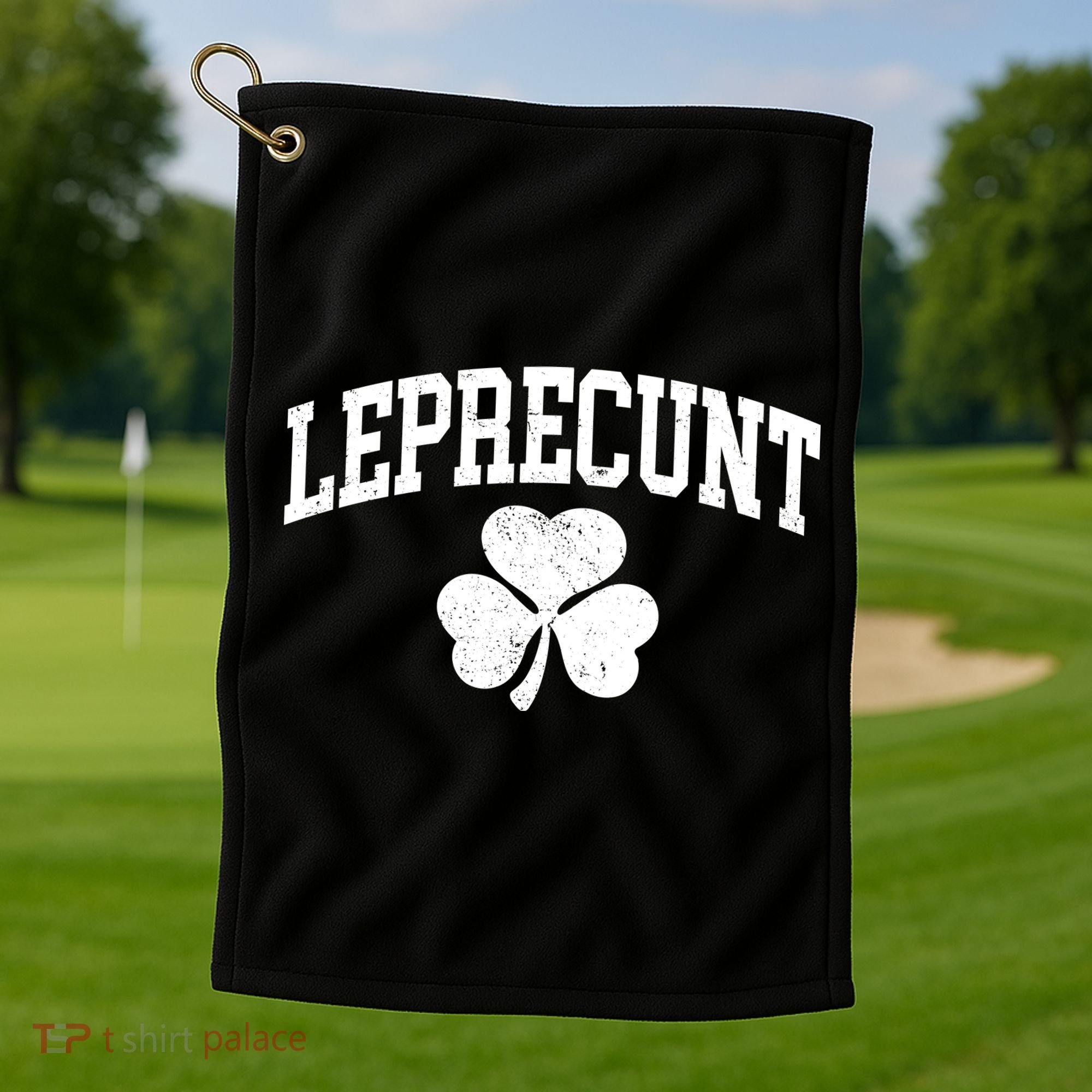 Funny St Patrick's Day Leprecunt Golf Towel