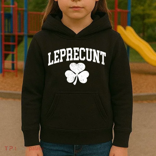 Funny St Patrick's Day Leprecunt Kids Hoodie