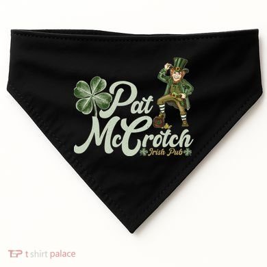 Funny St. Patrick's Day Pat McCrotch Irish Pub Leprechaun USA-Made Doggie Bandana