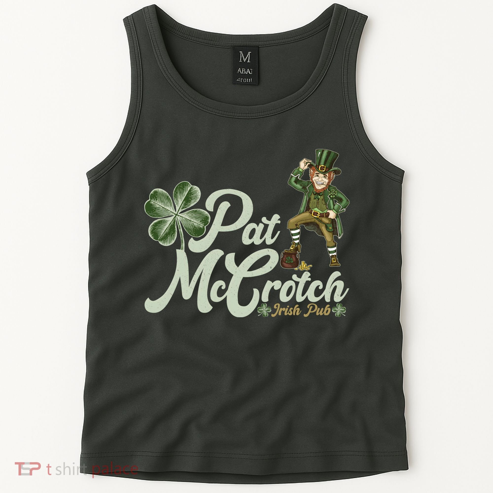 Funny St. Patrick's Day Pat McCrotch Irish Pub Leprechaun Tank Top