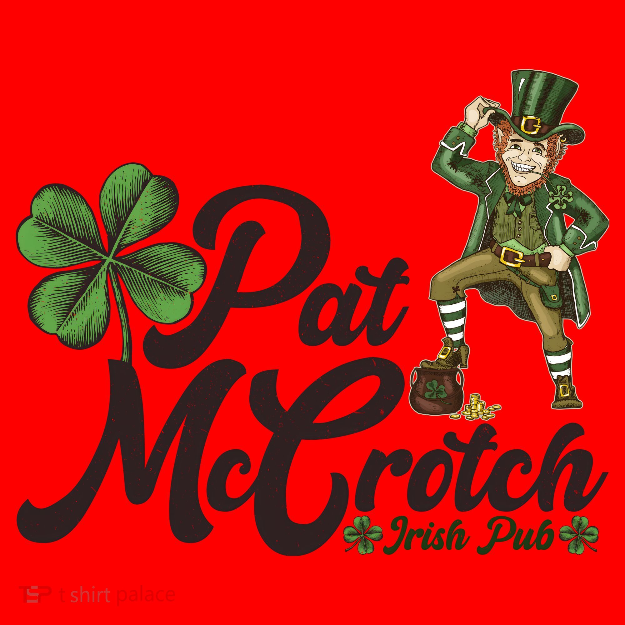 Funny St. Patrick's Day Pat McCrotch Irish Pub Leprechaun Santa Hat