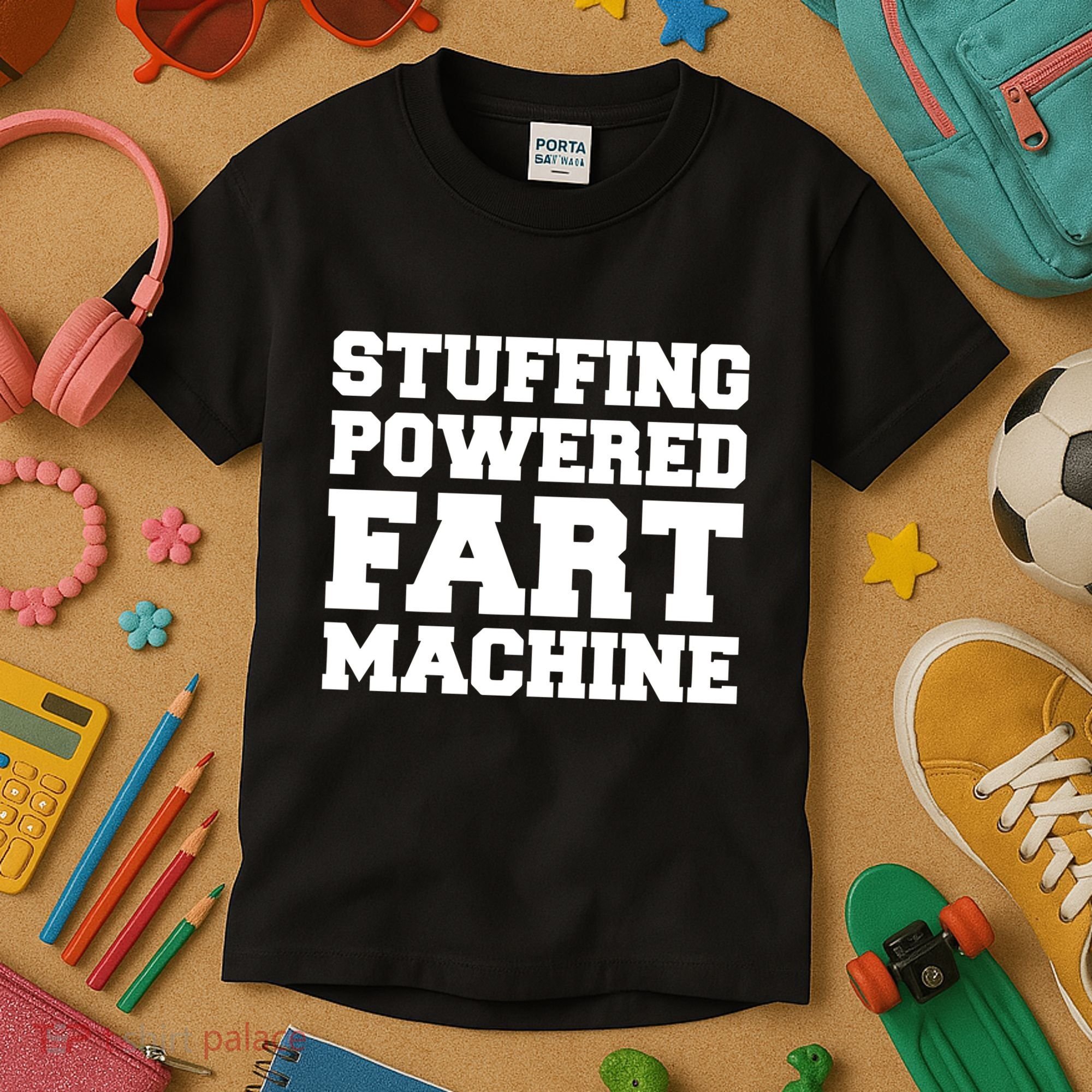 Fuckadvertisements Stuffing Powered Fart Machine Kids T-Shirt