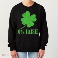 Funny St Patricks Day Zero Percent Irish Distressed Shamrock Clover Women's Sweatshirt thumb 0