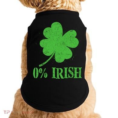 Funny St Patricks Day Zero Percent Irish Distressed Shamrock Clover Doggie Tank