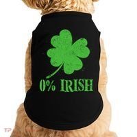 Funny St Patricks Day Zero Percent Irish Distressed Shamrock Clover Doggie Tank thumb 0