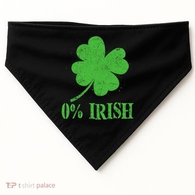 Funny St Patricks Day Zero Percent Irish Distressed Shamrock Clover USA-Made Doggie Bandana