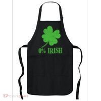 Funny St Patricks Day Zero Percent Irish Distressed Shamrock Clover Apron thumb 0