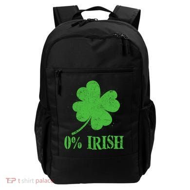Funny St Patricks Day Zero Percent Irish Distressed Shamrock Clover Backpack