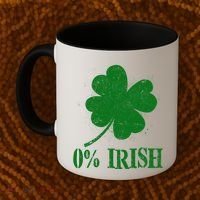 Funny St Patricks Day Zero Percent Irish Distressed Shamrock Clover Coffee Mug thumb 2