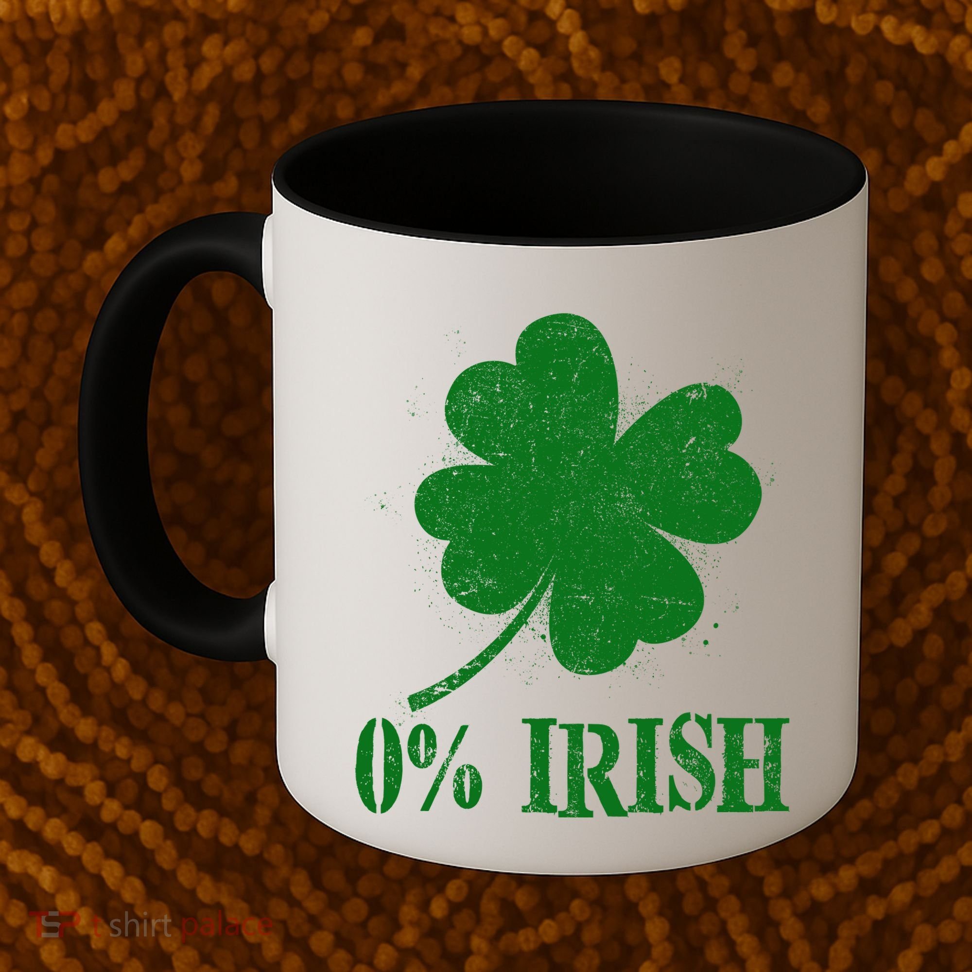 Funny St Patricks Day Zero Percent Irish Distressed Shamrock Clover Coffee Mug