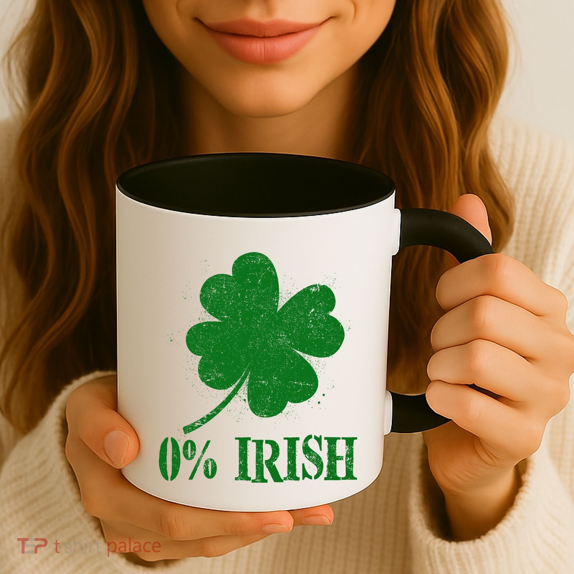Funny St Patricks Day Zero Percent Irish Distressed Shamrock Clover Coffee Mug