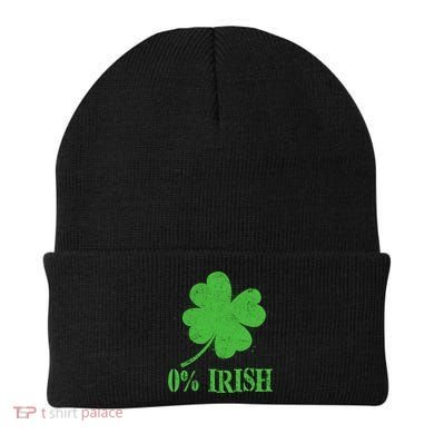 Funny St Patricks Day Zero Percent Irish Distressed Shamrock Clover Beanie