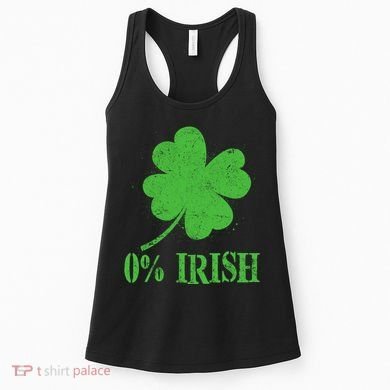 Funny St Patricks Day Zero Percent Irish Distressed Shamrock Clover Women's Tank Top