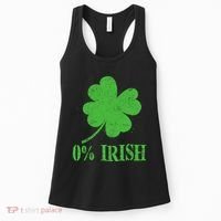 Funny St Patricks Day Zero Percent Irish Distressed Shamrock Clover Women's Tank Top thumb 0