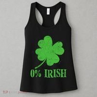 Funny St Patricks Day Zero Percent Irish Distressed Shamrock Clover Women's Tank Top thumb 3