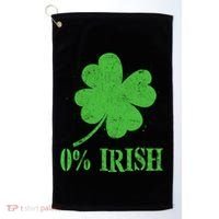 Funny St Patricks Day Zero Percent Irish Distressed Shamrock Clover Golf Towel thumb 0