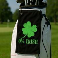 Funny St Patricks Day Zero Percent Irish Distressed Shamrock Clover Golf Towel thumb 2
