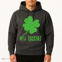 Funny St Patricks Day Zero Percent Irish Distressed Shamrock Clover Hoodie thumb 2