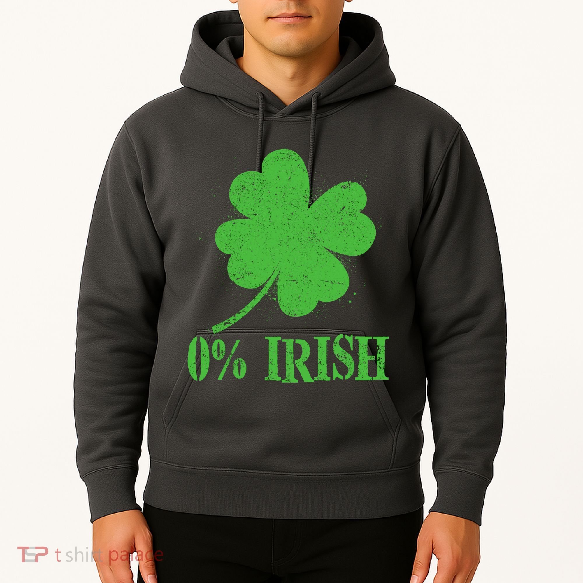 Funny St Patricks Day Zero Percent Irish Distressed Shamrock Clover Hoodie