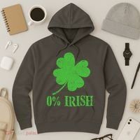 Funny St Patricks Day Zero Percent Irish Distressed Shamrock Clover Hoodie thumb 3
