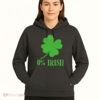 Funny St Patricks Day Zero Percent Irish Distressed Shamrock Clover Hoodie thumb 5