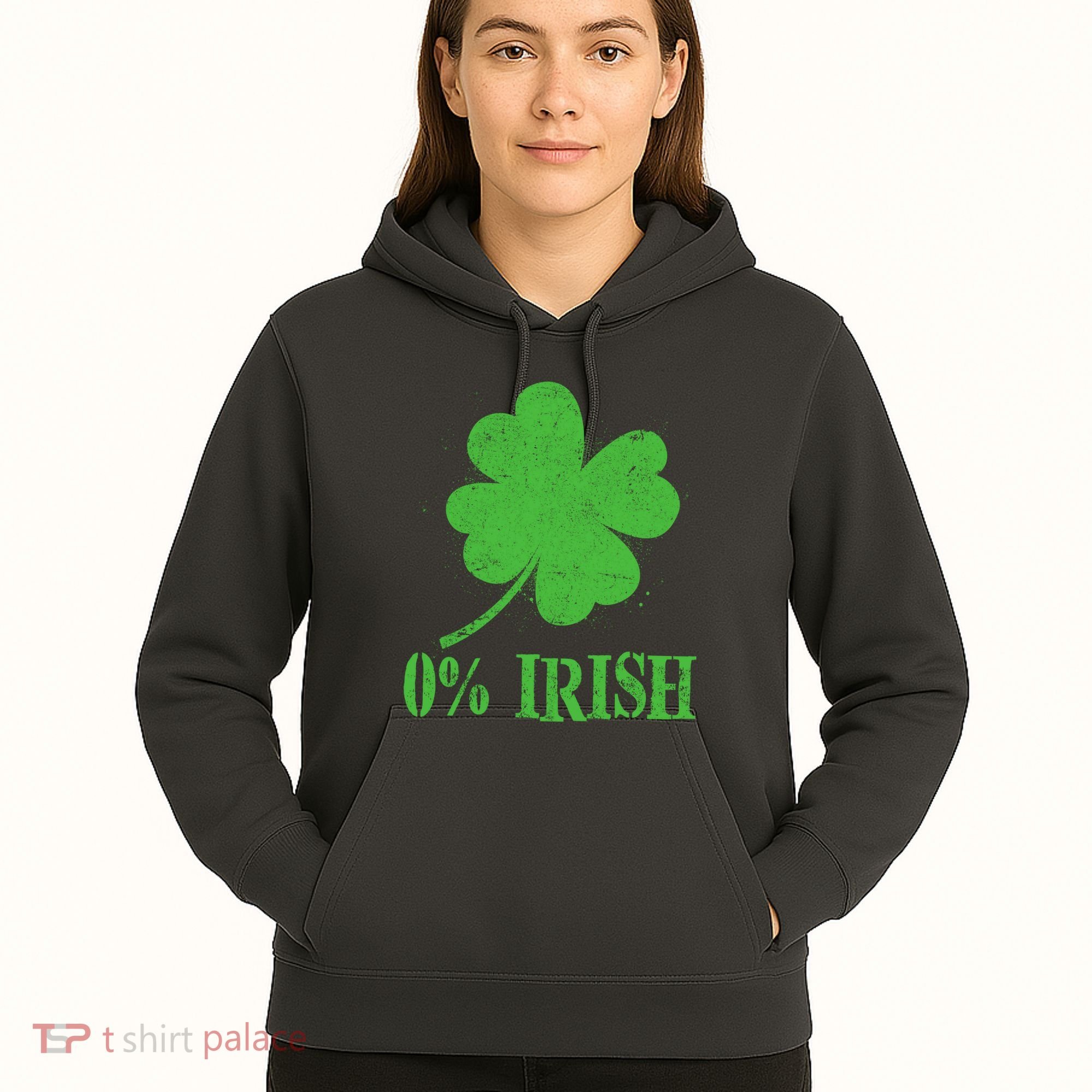 Funny St Patricks Day Zero Percent Irish Distressed Shamrock Clover Hoodie