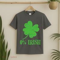 Funny St Patricks Day Zero Percent Irish Distressed Shamrock Clover T-Shirt thumb 2