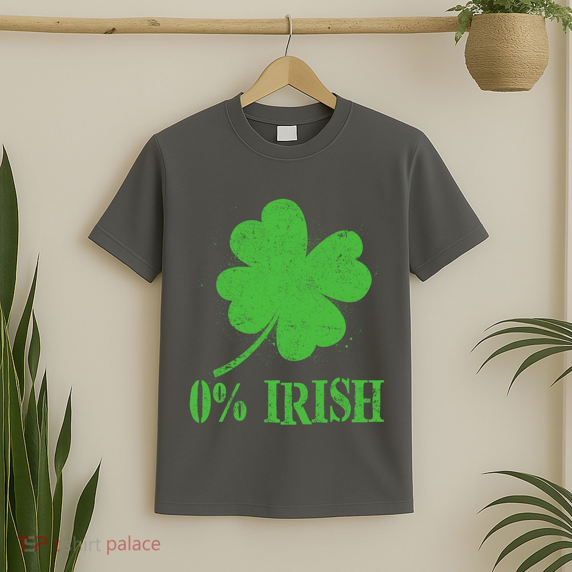 Funny St Patricks Day Zero Percent Irish Distressed Shamrock Clover T-Shirt