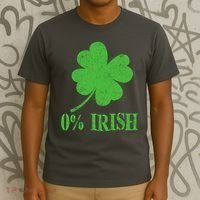 Funny St Patricks Day Zero Percent Irish Distressed Shamrock Clover T-Shirt thumb 3