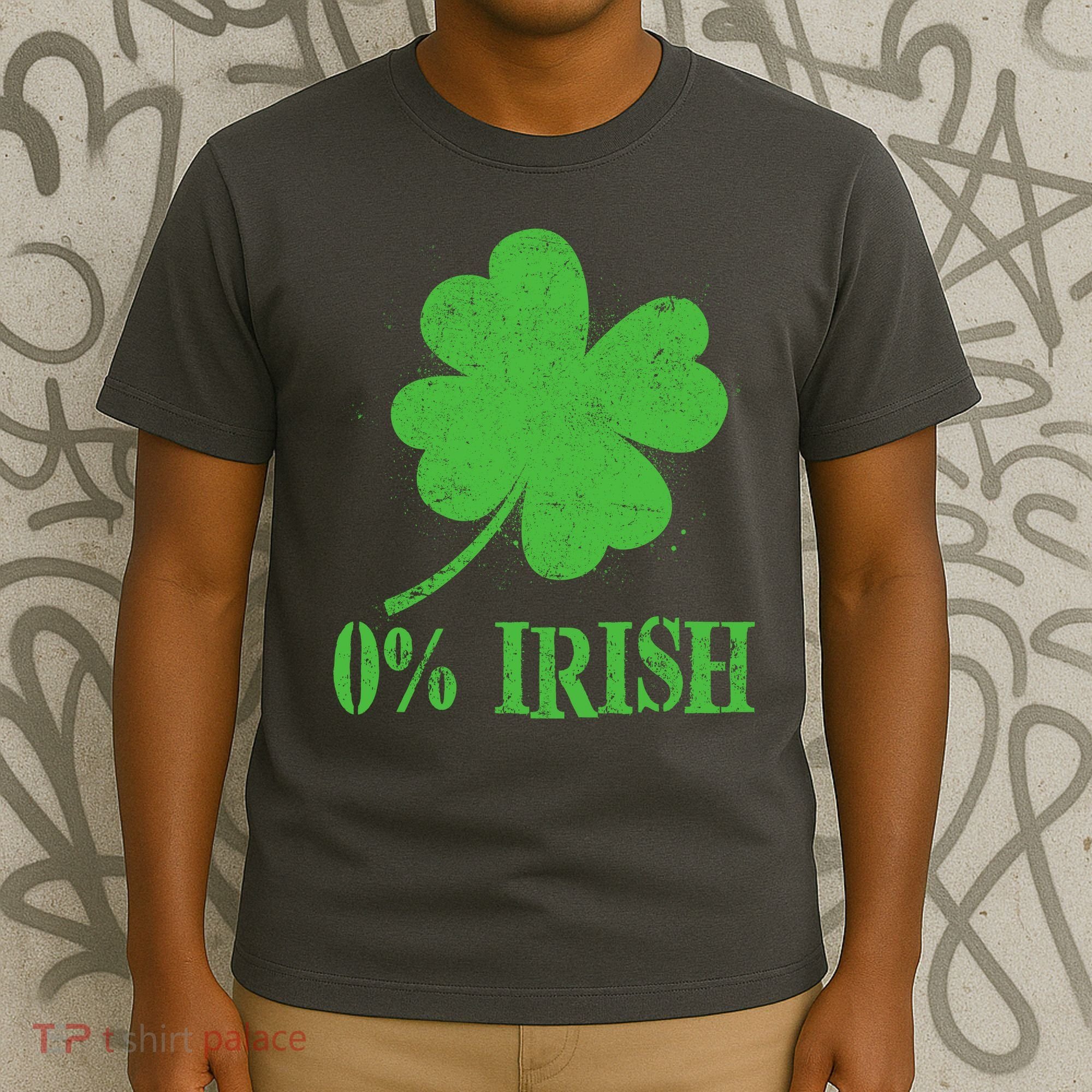 Funny St Patricks Day Zero Percent Irish Distressed Shamrock Clover T-Shirt