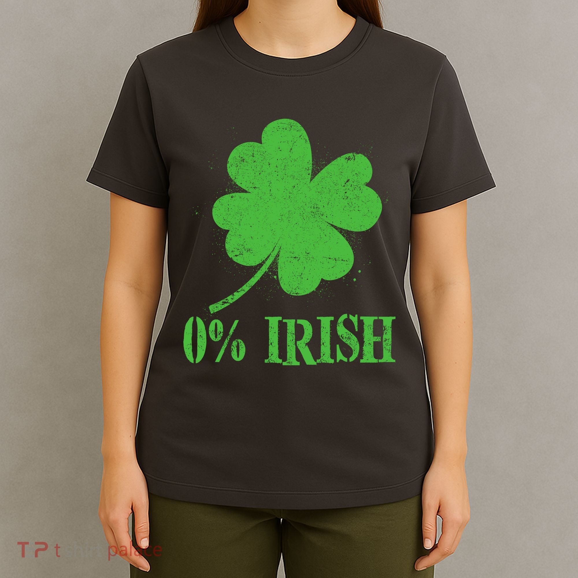 Funny St Patricks Day Zero Percent Irish Distressed Shamrock Clover T-Shirt